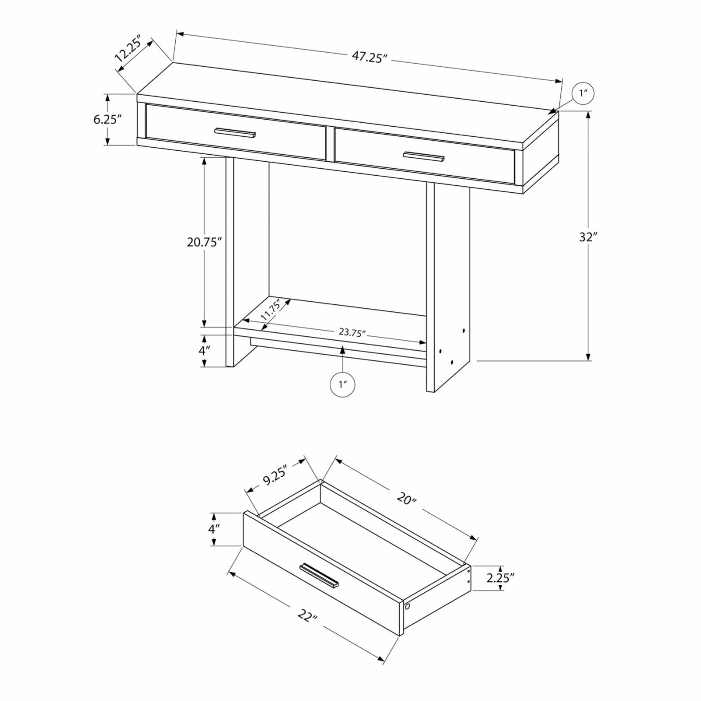 Best Sale ???? Wood Monarch Specialties Contemporary 2 Drawer Console Table ✨ 4 Best Sale ???? Wood Monarch Specialties Contemporary 2 Drawer Console Table ✨ - Image 4