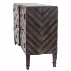 Promo ???? StyleCraft Chevron Patterned 3 Door Reclaimed Wood Console ⭐ -Convenience Concepts Shop detail2STL2031