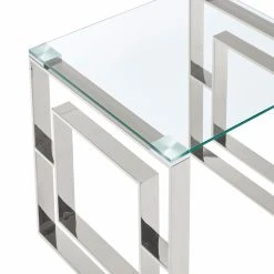 Discount 😍 Metal !nspire Stainless Steel Block Design Console Table ⌛ -Convenience Concepts Shop detail2WORW206