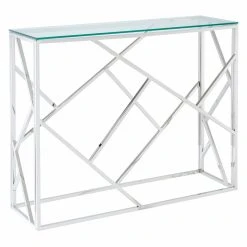 New ⌛ Metal !nspire Stainless Steel Line Design Console Table 👏 -Convenience Concepts Shop detail2WORW207