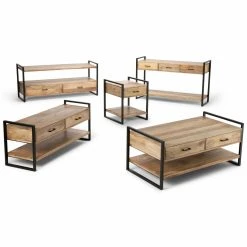 Budget ⌛ Metal HN Home Aurora Modern Farmhouse Natural Mango Wood Console Table ???? -Convenience Concepts Shop detail3SIMP1137