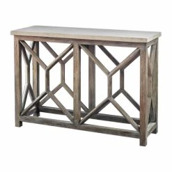 Hot Sale 🔥 Wood Uttermost Catali Ivory Stone Console Table ✨ -Convenience Concepts Shop detail4UMC8264