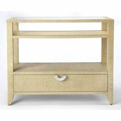 Cheapest 🌟 Wood Butler Specialty Amelle Blue Raffia Console Table 🔔 -Convenience Concepts Shop detail5BTR3438
