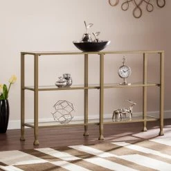 Outlet 😀 Southern Enterprises Jaymes Metal / Glass 3-Tier Console Table/Media Stand 👏 -Convenience Concepts Shop detail5SEI2393