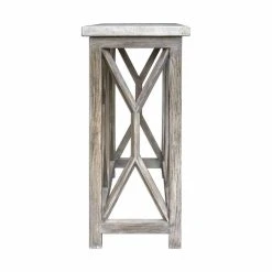 Hot Sale 🔥 Wood Uttermost Catali Ivory Stone Console Table ✨ -Convenience Concepts Shop detail5UMC8264