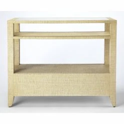 Cheapest 🌟 Wood Butler Specialty Amelle Blue Raffia Console Table 🔔 -Convenience Concepts Shop detail6BTR3438