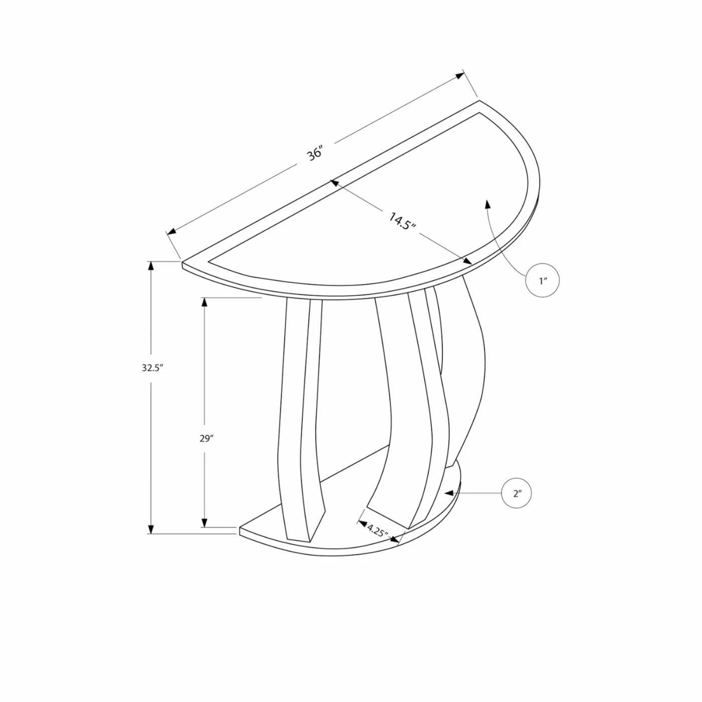 Coupon 𧨠Glass Monarch Specialties 36 In. Crescent Console Table π₯ 5 Coupon 𧨠Glass Monarch Specialties 36 In. Crescent Console Table π₯ - Image 5