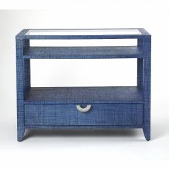 Cheapest 🌟 Wood Butler Specialty Amelle Blue Raffia Console Table 🔔 -Convenience Concepts Shop detailBTR3438
