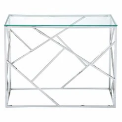 New ⌛ Metal !nspire Stainless Steel Line Design Console Table 👏 -Convenience Concepts Shop detailWORW207