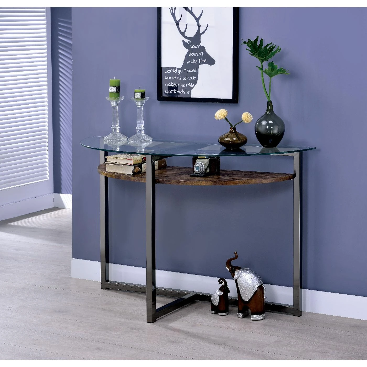 New π― Metal Furniture Of America Garding Black And Brown 1-Shelf Sofa Table π 2 New π― Metal Furniture Of America Garding Black And Brown 1-Shelf Sofa Table π - Image 2