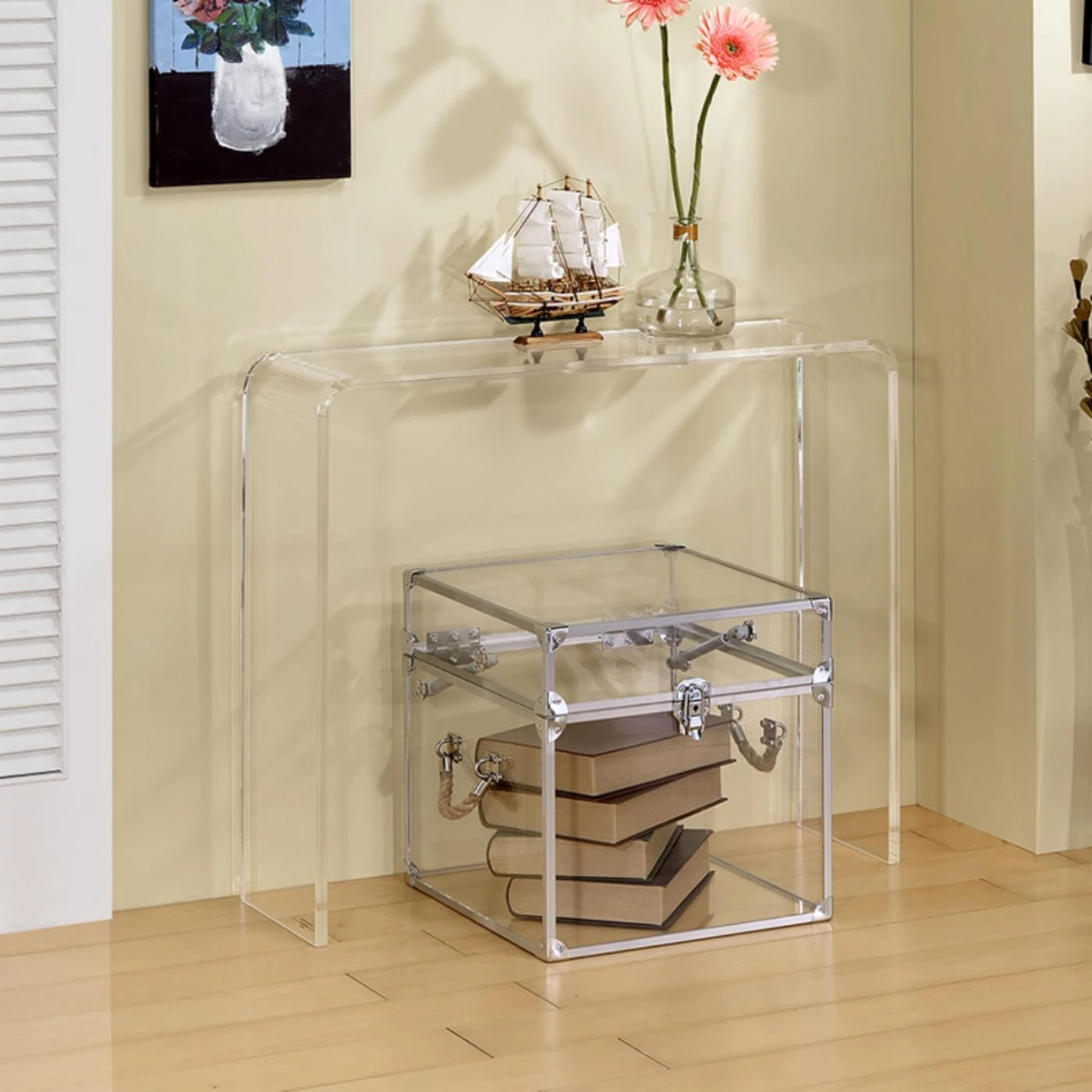 Best Pirce 🔔 Fox Hill Trading Clear Acrylic Console Table 💯 2 Best Pirce 🔔 Fox Hill Trading Clear Acrylic Console Table 💯 - Image 2