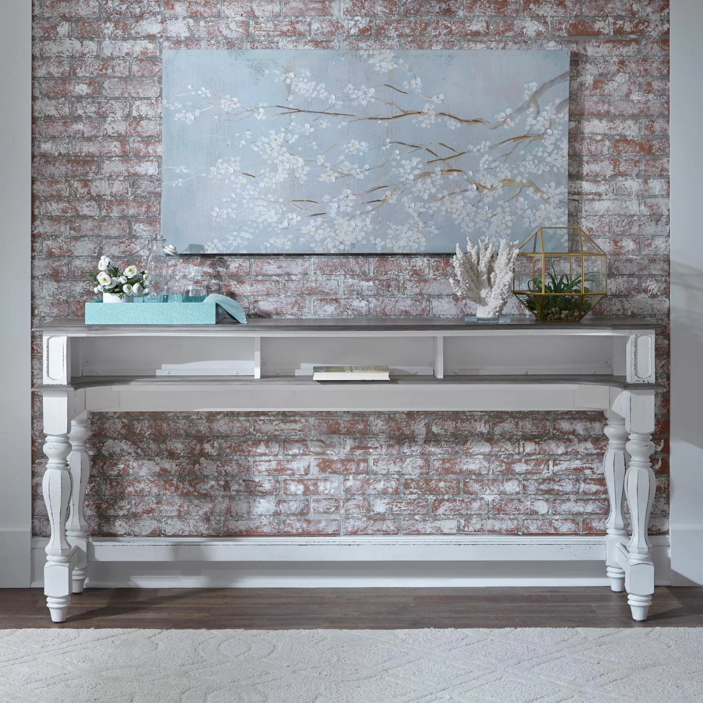 Outlet ⭐ Wood Liberty Furniture Industries Magnolia Manor Console Table With Stools ???? 2 Outlet ⭐ Wood Liberty Furniture Industries Magnolia Manor Console Table With Stools ???? - Image 2