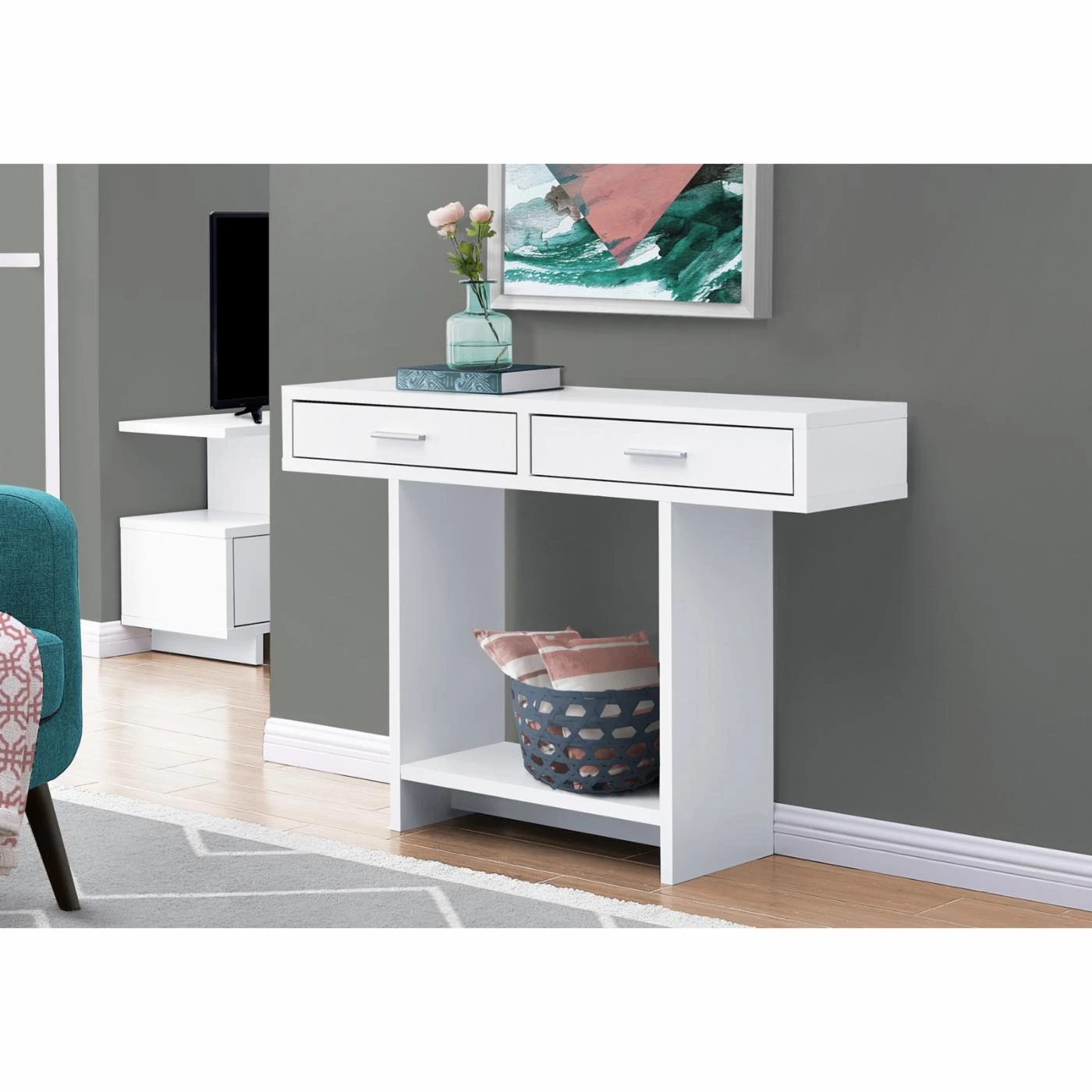 Best Sale ???? Wood Monarch Specialties Contemporary 2 Drawer Console Table ✨ 2 Best Sale ???? Wood Monarch Specialties Contemporary 2 Drawer Console Table ✨ - Image 2