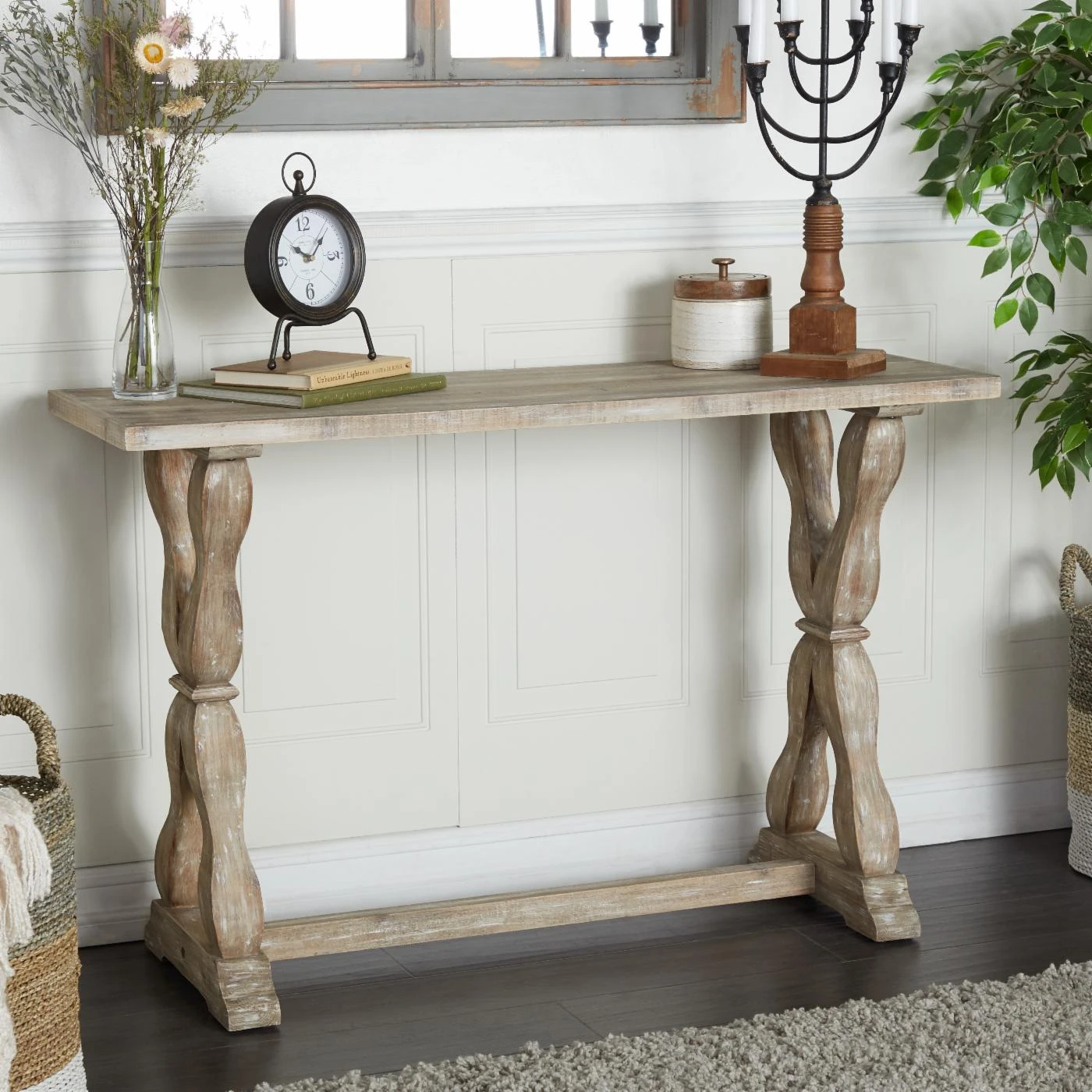Top 10 ???? Wood DecMode Farmhouse Trestle Console Table ???? 2 Top 10 ???? Wood DecMode Farmhouse Trestle Console Table ???? - Image 2