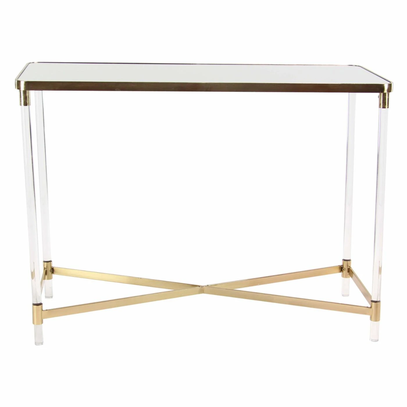 Flash Sale π DecMode Modern Iron And Acrylic Rectangular Mirror Console Table π 2 Flash Sale π DecMode Modern Iron And Acrylic Rectangular Mirror Console Table π - Image 2