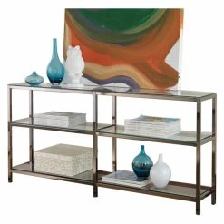 Wholesale ⭐ Benzara Industrial Metal Bookcase With Glass Shelves 🎉
