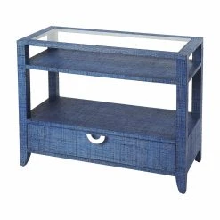 Cheapest 🌟 Wood Butler Specialty Amelle Blue Raffia Console Table 🔔