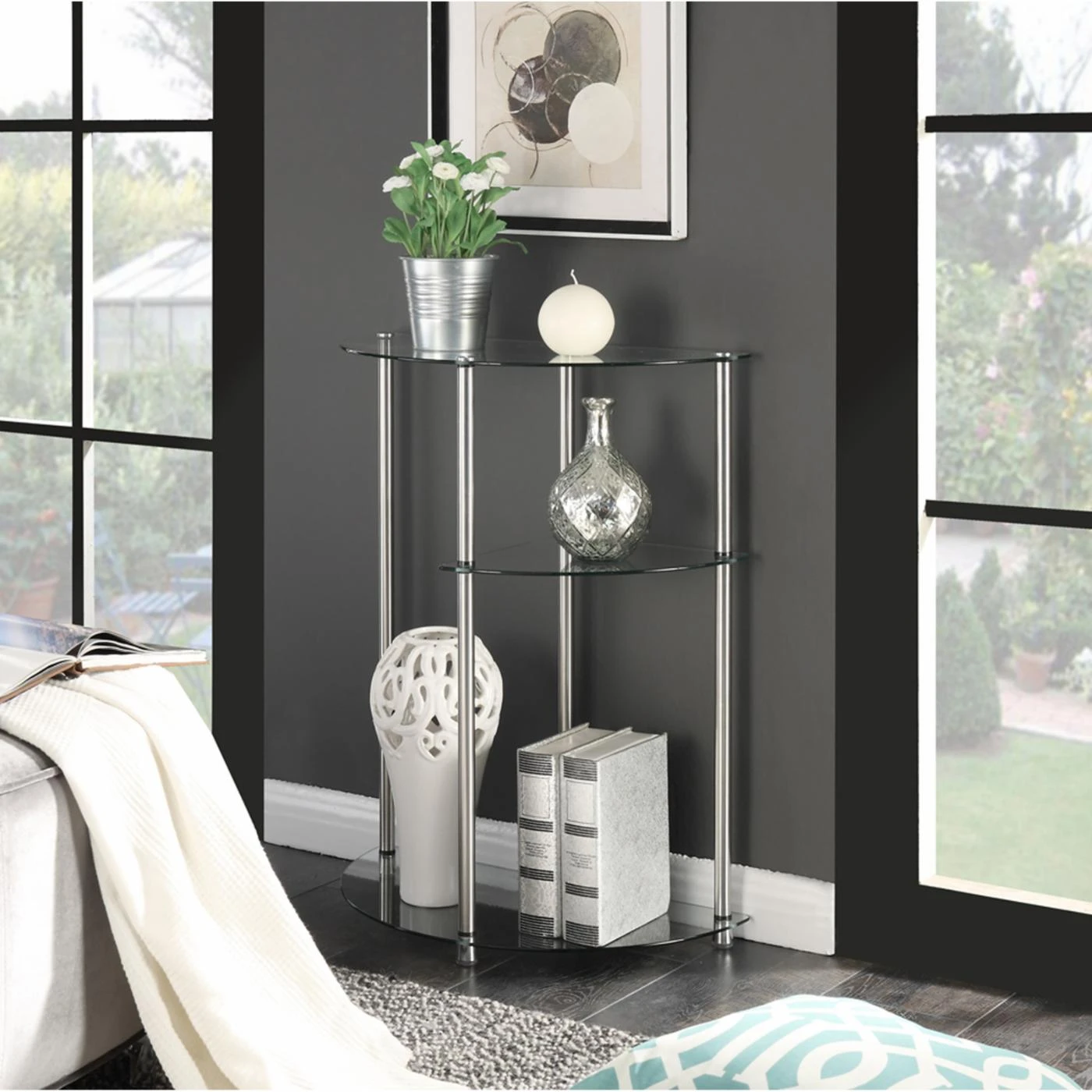 Cheapest 🥰 Metal Convenience Concepts 3 Tiered Glass Display Console Table 👏 1 Cheapest 🥰 Metal Convenience Concepts 3 Tiered Glass Display Console Table 👏