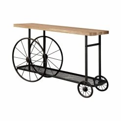 Promo ⭐ Metal Furniture Of America Ordenez Industrial Style Caster Wheel Sofa Table ⭐