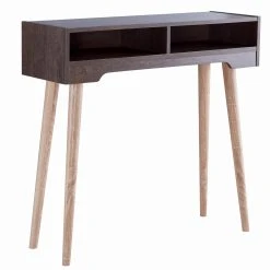 Brand new ๐ Wood Furniture Of America Funkhouser Mid-Century 2-Shelf Console Table - Weathered Walnut ๐ฅ