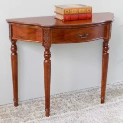 Coupon 🔔 International Caravan Windsor Hand Carved Walnut Stain Wood 1 Drawer Console Table ✨