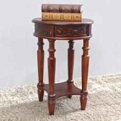 Best deal 💯 International Caravan Windsor Hand Carved Walnut Stain Wood Hall Table 🔔