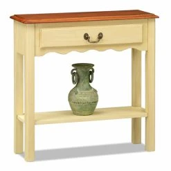 Outlet ???? Wood Leick Home One Drawer Wave Hall Console Table With Shelf, Ivory And Brown Cherry ????