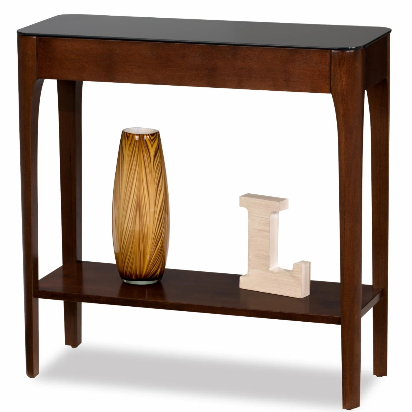 Outlet ???? Wood Leick Home Obsidian Hall Stand With Shelf, Chestnut/Black Glass ???? 1 Outlet ???? Wood Leick Home Obsidian Hall Stand With Shelf, Chestnut/Black Glass ????