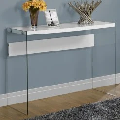 Cheapest ๐ Glass Monarch Specialties Console Table - Glossy White โญ