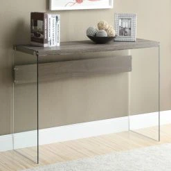 Cheapest ๐ Monarch Specialties Wood Monarch I 3055 Reclaimed-Look With Tempered Glass Sofa Table - Dark Taupe ๐