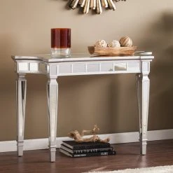 Cheap ๐ Glass Southern Enterprises Glenview Glam Mirrored Console Table - Matte Silver ๐ฅฐ