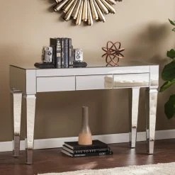 Outlet ๐ฏ Glass Southern Enterprises Darien Contemporary Mirrored Console Table ๐