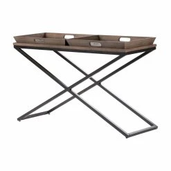 Hot Sale ???? Brooklyn & Max Metal Brooklyn + Max Dionne Aged Elm Wood Tray Top Console Table ????