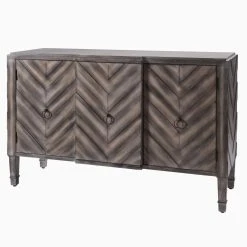 Promo ???? StyleCraft Chevron Patterned 3 Door Reclaimed Wood Console ⭐