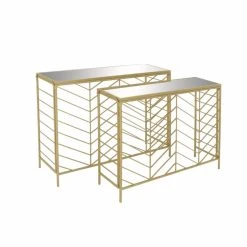Best deal 🤩 Metal DecMode Mirror Top Gold Console Table - Set Of 2 🎉