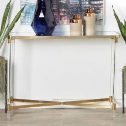 Flash Sale 🔔 DecMode Modern Iron And Acrylic Rectangular Mirror Console Table 🌟