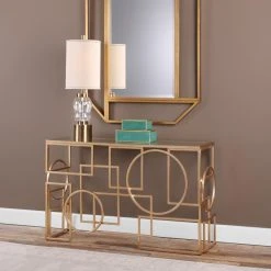 Deals 🥰 Metal Uttermost Metria Gold Console Table 👍