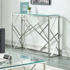 New ⌛ Metal !nspire Stainless Steel Line Design Console Table 👏