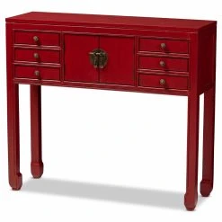 Flash Sale ⭐ Wood Baxton Studio Melodie Classic And Antique 6 Drawer Console Table ⌛