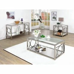 Brand new 👏 Metal Furniture Of America Nadya Circle Accented Sofa Table ⭐ -Convenience Concepts Shop scaleENLB2727