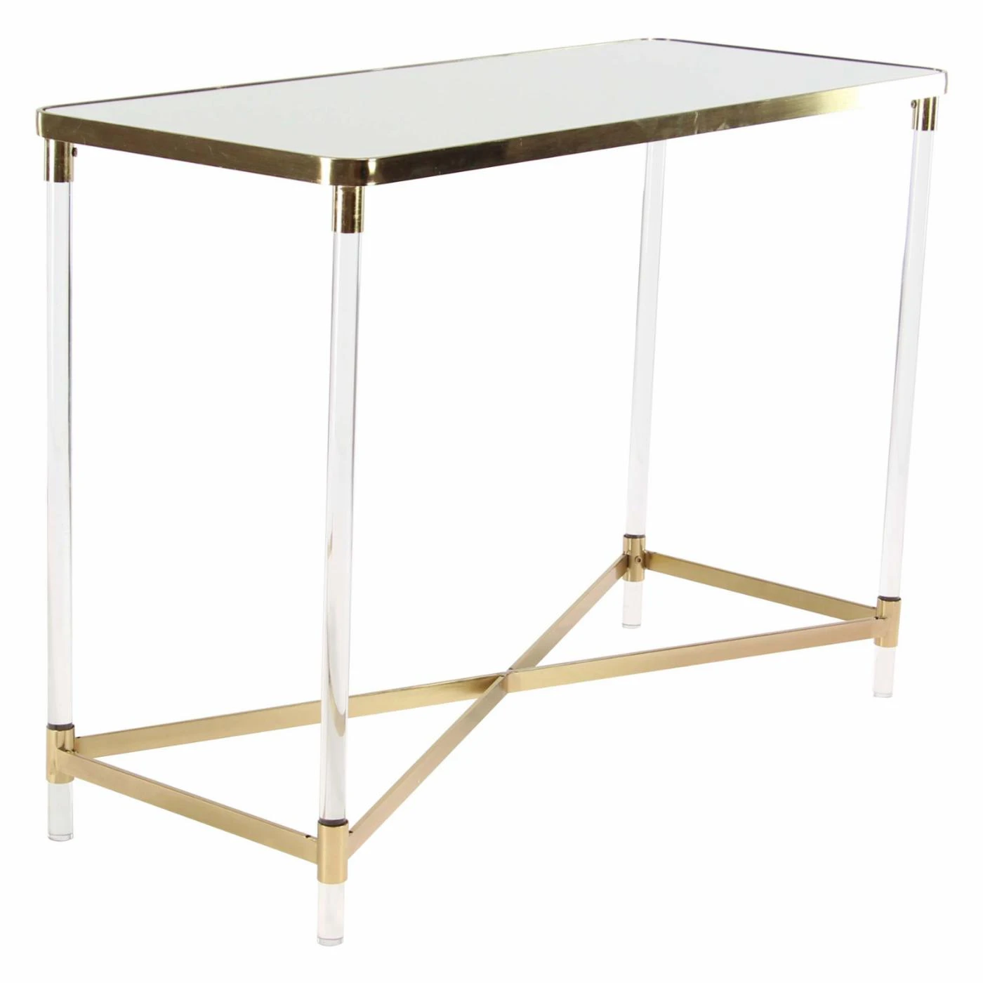 Flash Sale π DecMode Modern Iron And Acrylic Rectangular Mirror Console Table π 5 Flash Sale π DecMode Modern Iron And Acrylic Rectangular Mirror Console Table π - Image 5